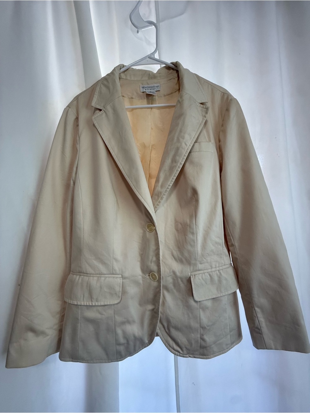 Worthington Beige Single-Breasted Tailored Blazer